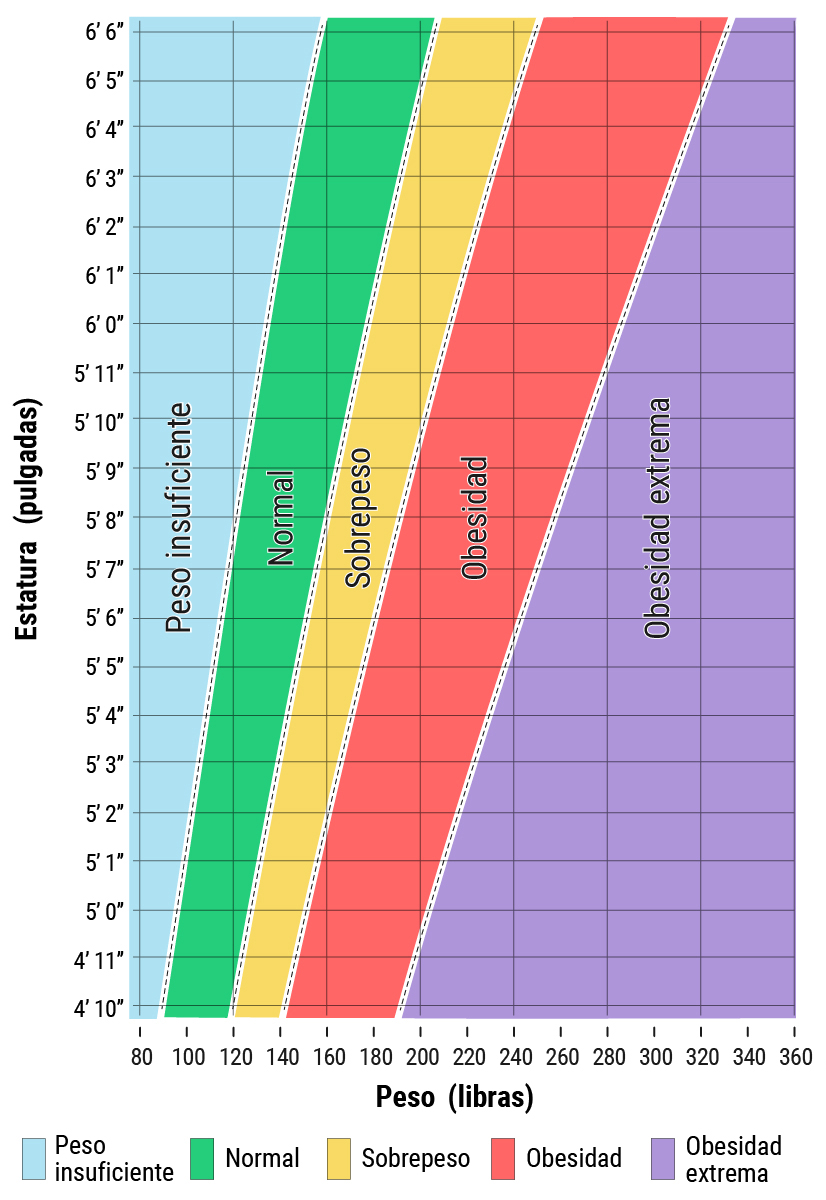 Acerca del índice de masa corporal para adultos, Peso saludable, DNPAO