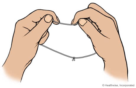 El método del lazo (o método circular) para usar el hilo dental.