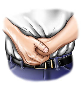 Imagen de la posición del puño para el procedimiento de rescate de un atragantamiento (maniobra de Heimlich)