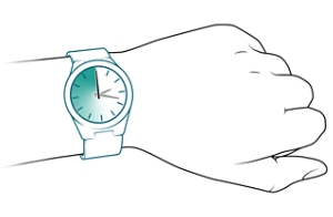Wristwatch with shading to show elapsed time.