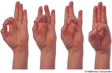 Ejercicios de tacto alternado entre los dedos de las manos para la osteoartritis