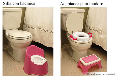 Dos tipos de asientos para inodoros para niños pequeños