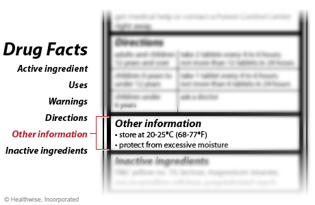Example of the Other Information section of an over-the-counter Drug Facts label Example of the Other Information section of an over-the-counter Drug Facts label