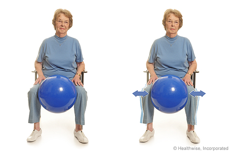 Knee squeezes with a ball. Knee squeezes with a ball.
