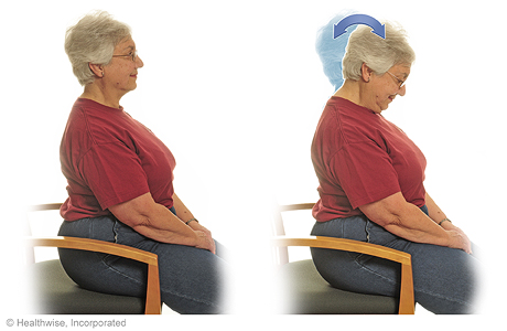 Straight chin-to-chest stretch. Straight chin-to-chest stretch.