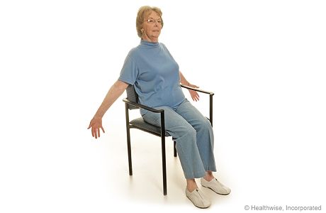 Seated exercise: Chest stretch. Seated exercise: Chest stretch.