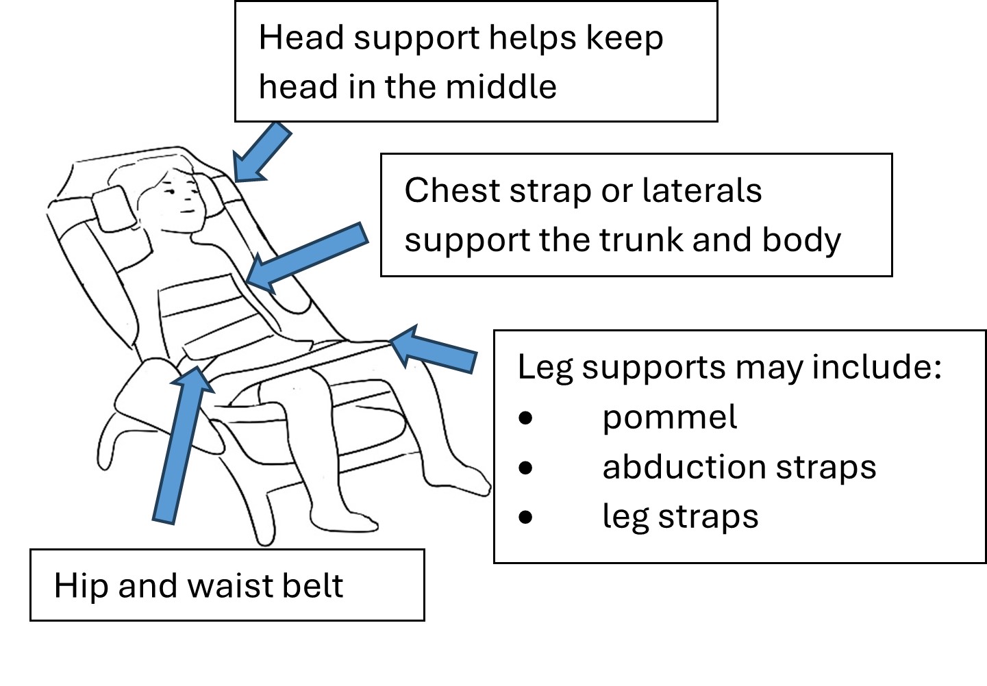diagram showing the different types of bath seat straps
