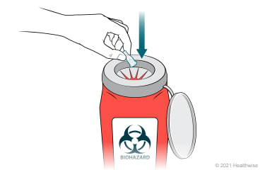 Cómo desechar la aguja en un recipiente para objetos punzantes